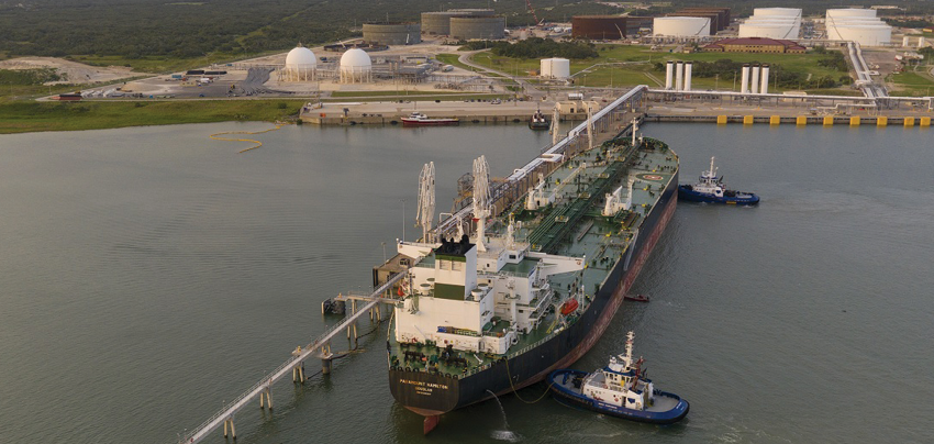 Very large ship at port