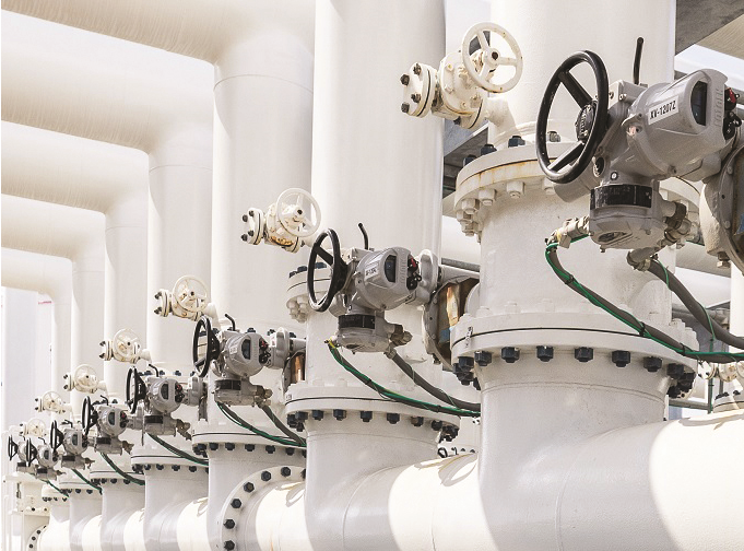 White pipes and valves