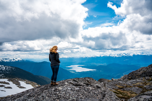 Woman on mountaintop