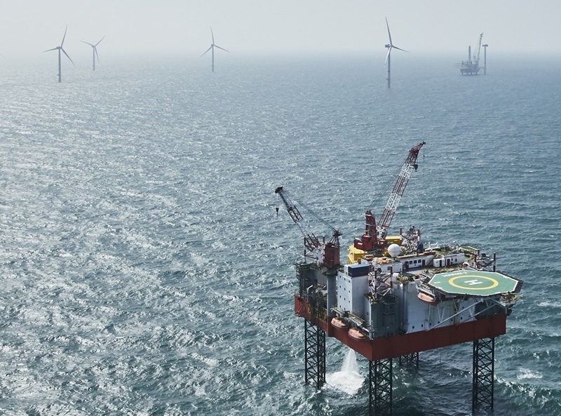 Helicopter landing pad at offshore wind farm