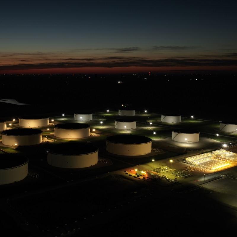 Tank terminal at night