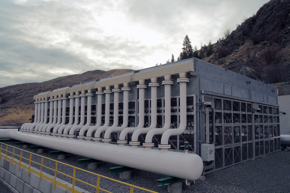 Building with white pipes