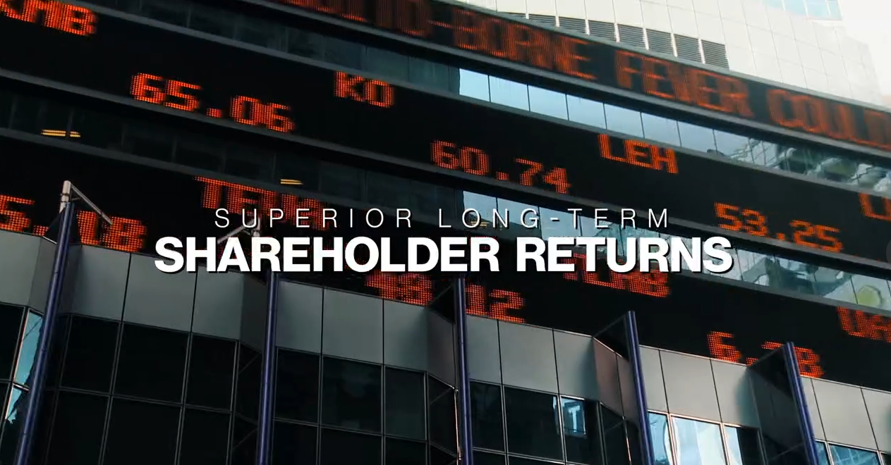 Stock ticker on side of a building