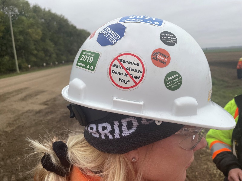 Woman wearing hardhat