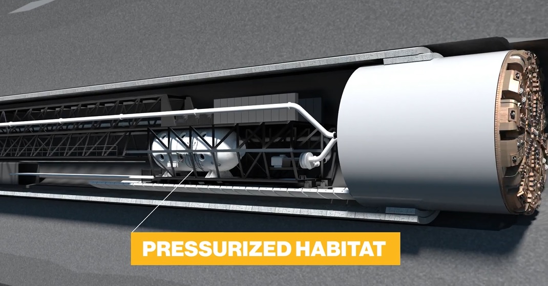 Animation image of a tunnel boring machine