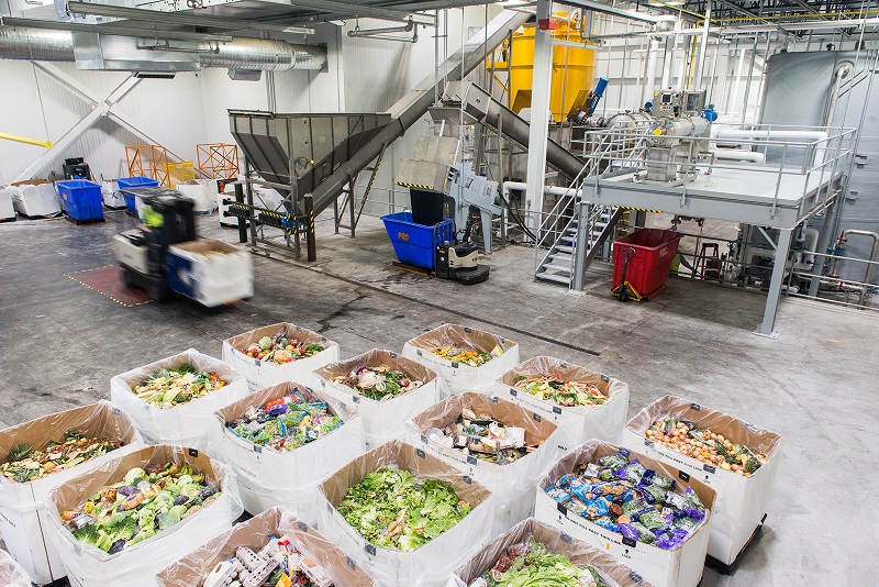 Waste food in bins
