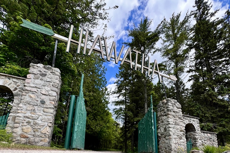 Large gated entrance to environmental club