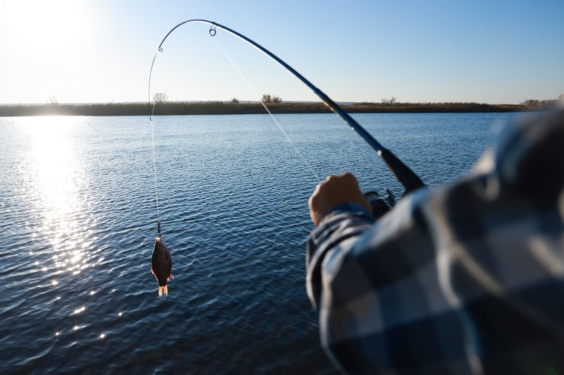 Person fishing on water