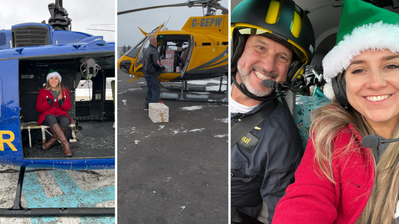 People in a helicopter