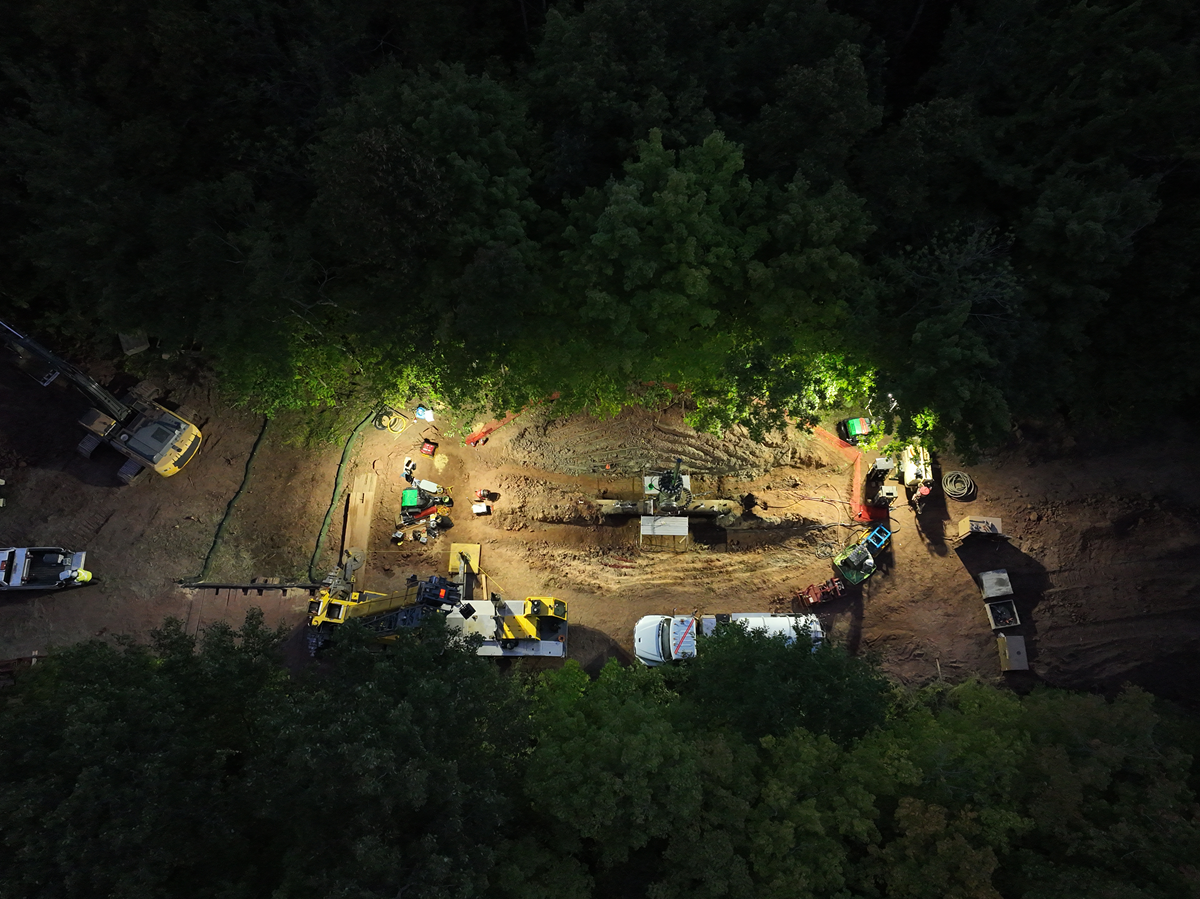 Overnight work outside of the evacuation zone to prepare the pipeline to remove remaining vapor