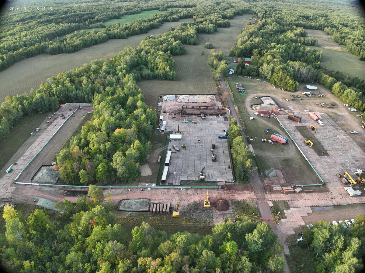 Aerial view of construction site