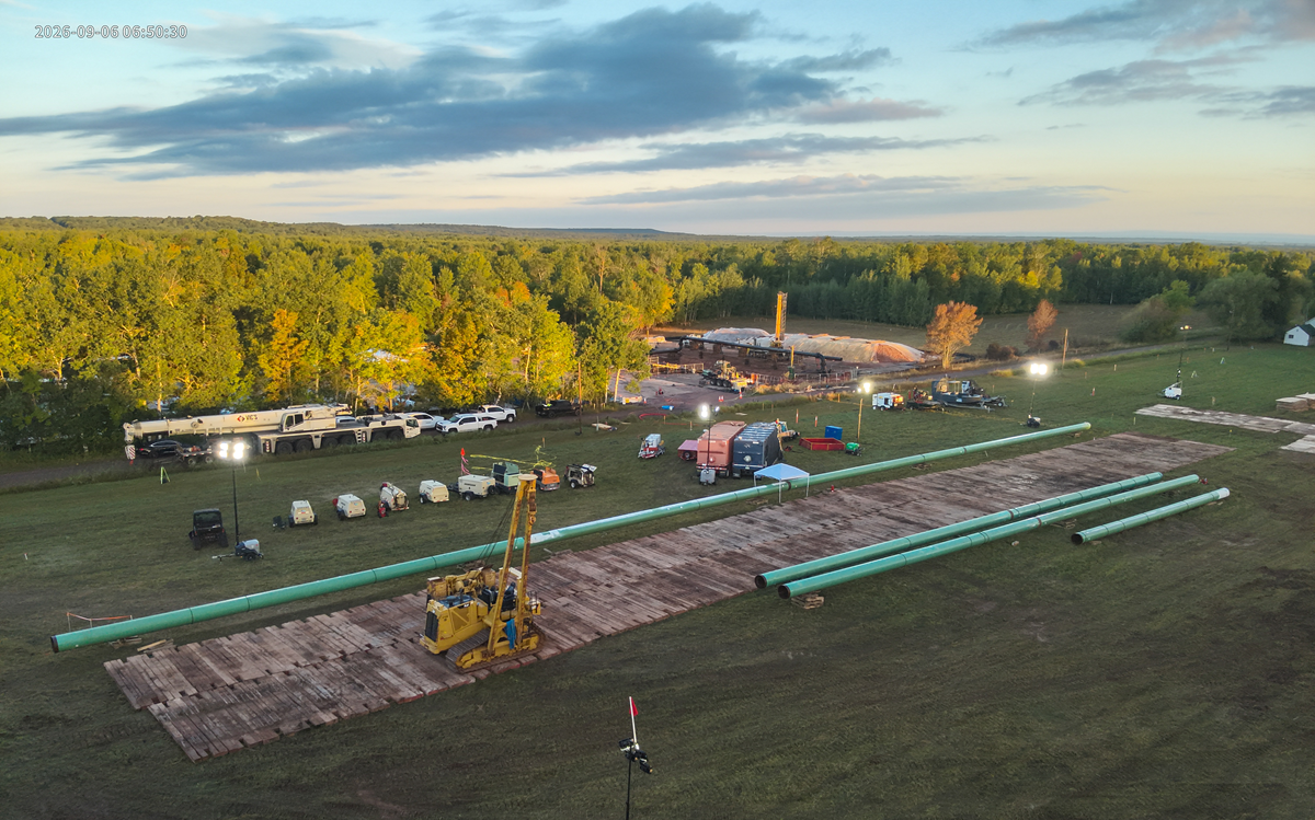Construction site with lengths of pipe