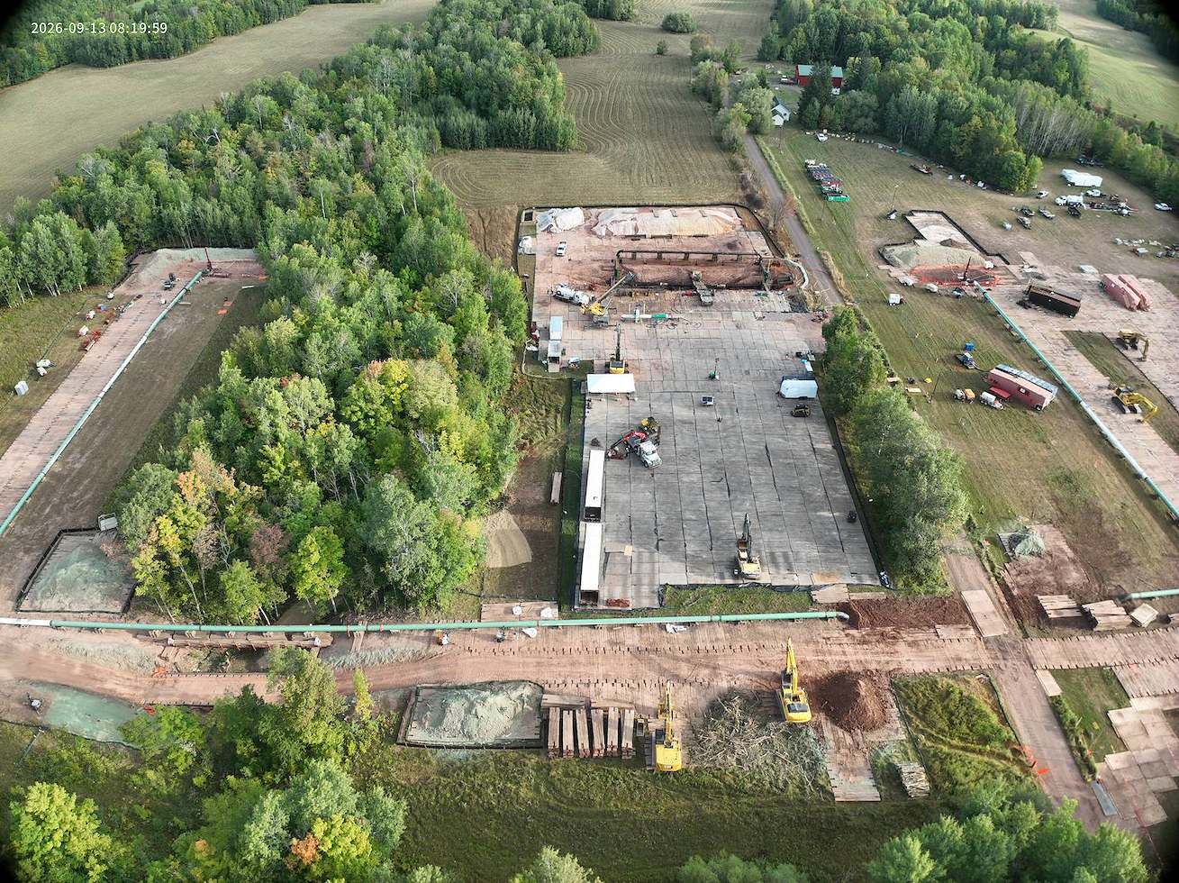 Aerial view of construction site