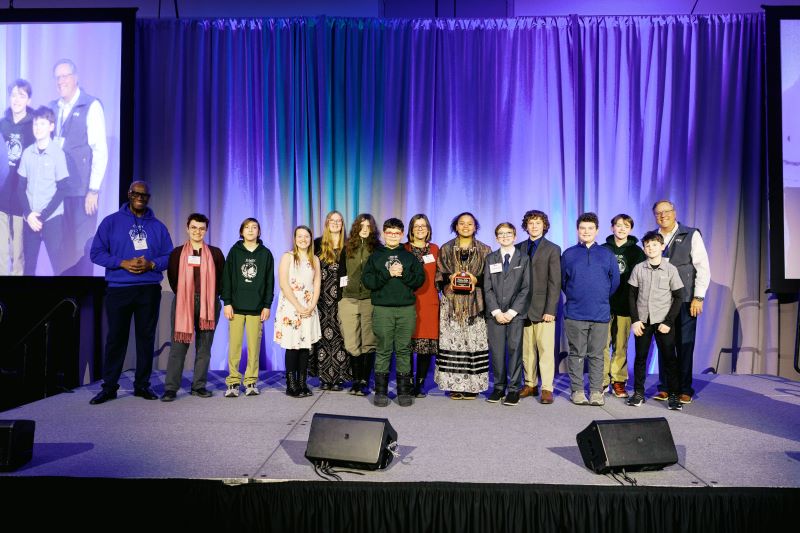 A group of students on a stage