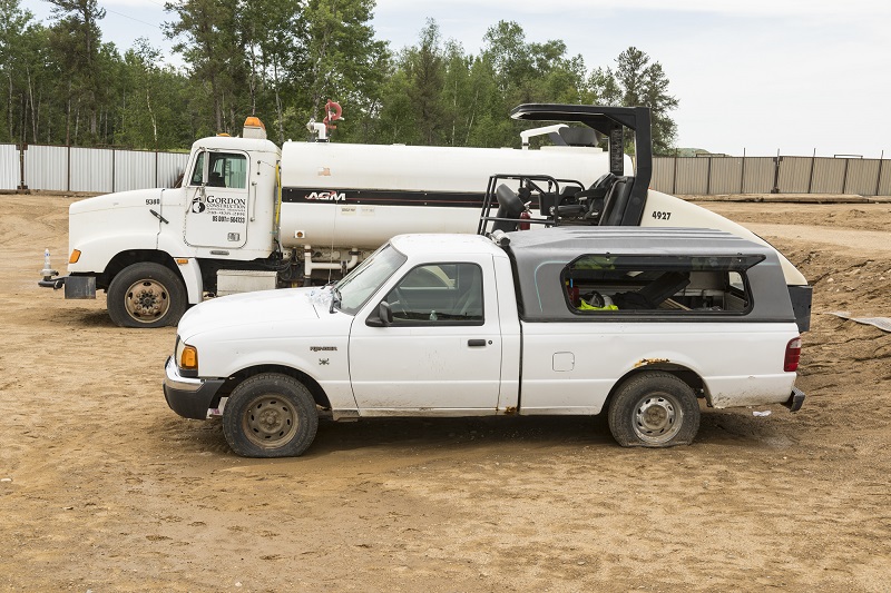 Trucks with flat tires