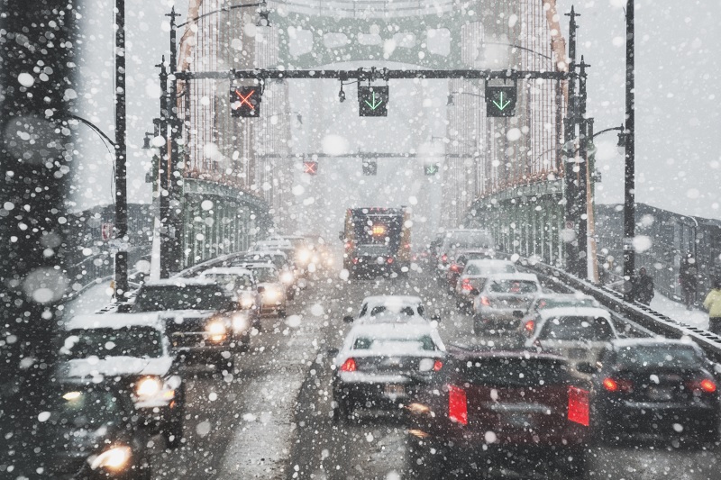 Traffic during snowy winter