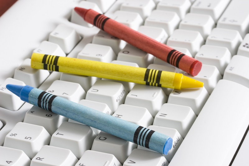 Crayons on a keyboard