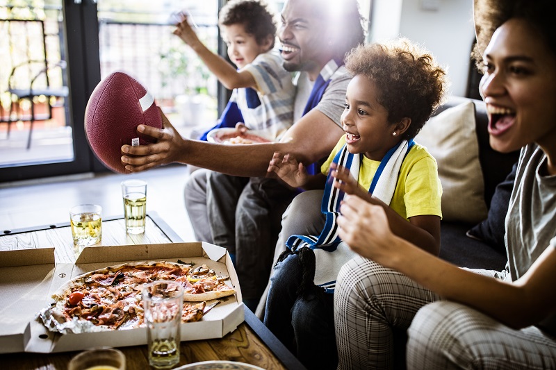 Family watching football