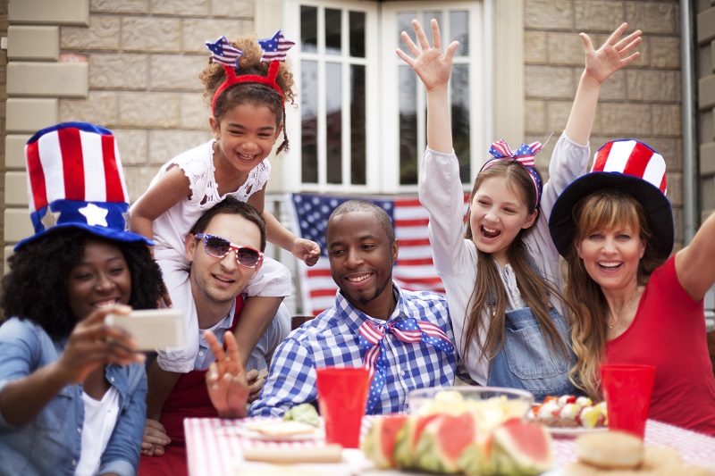 Families at a Fourth of July barbecue