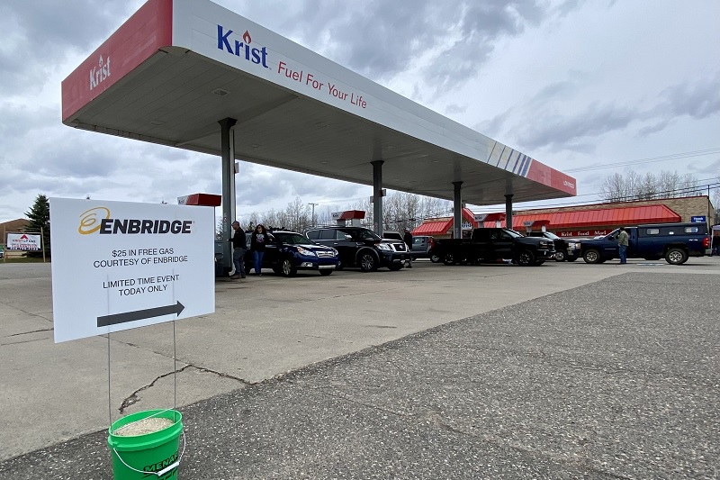 Cars at a gas station