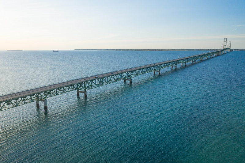 Bridge over a large body of water