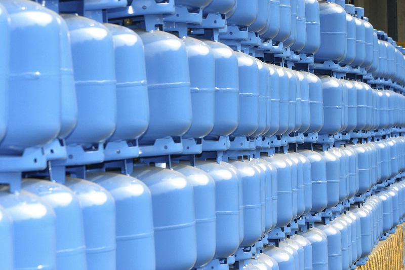 Stacks of propane cylinders