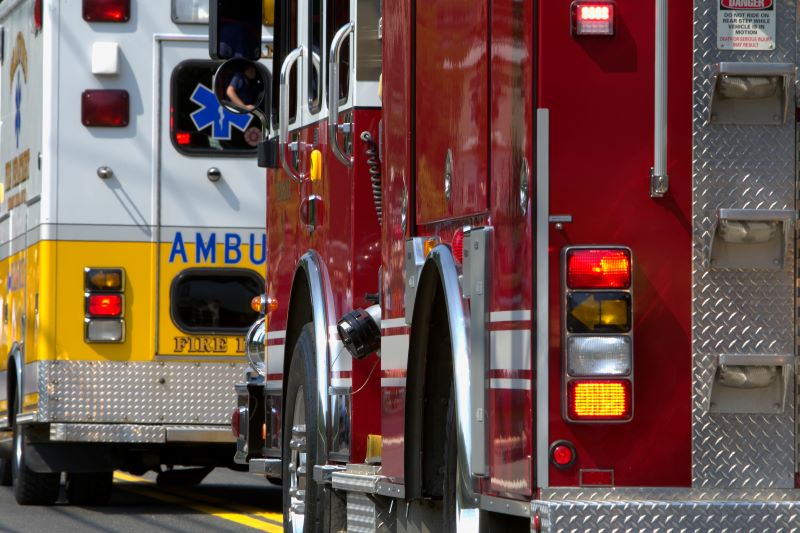 a fire truck and ambulance
