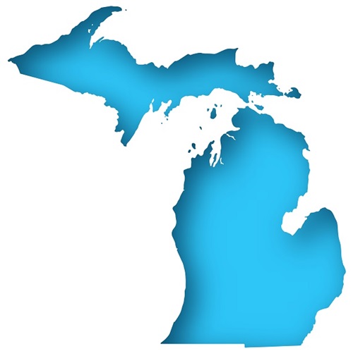 Map style image of state of Michigan