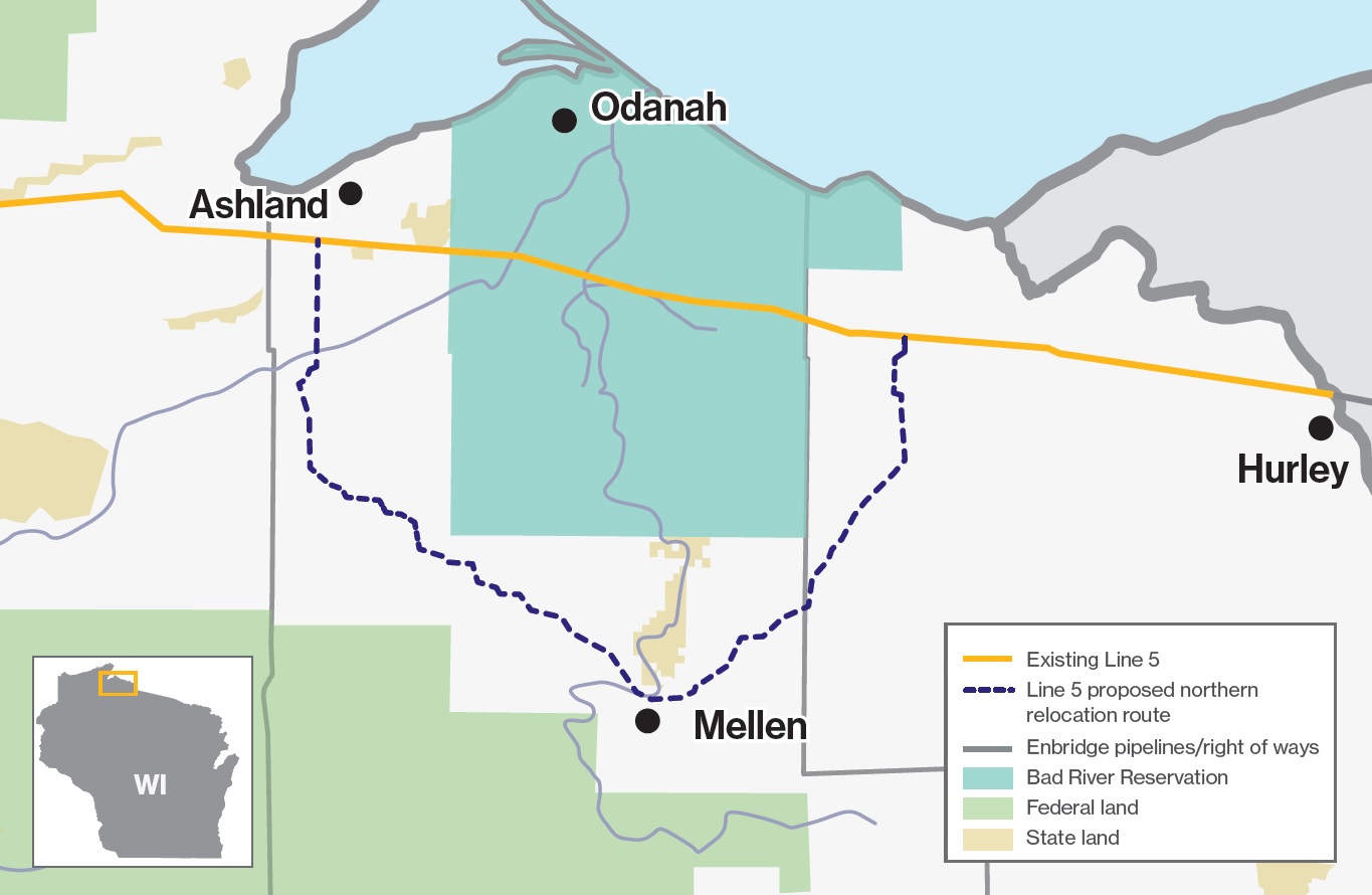 Line 5 potential reroute in Wisconsin