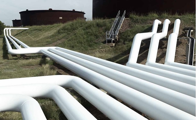 White pipes in a tank terminal
