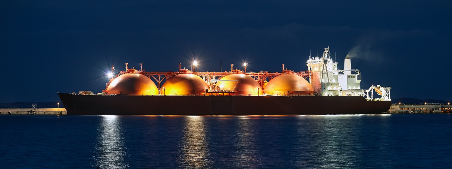 LNG carrier at night