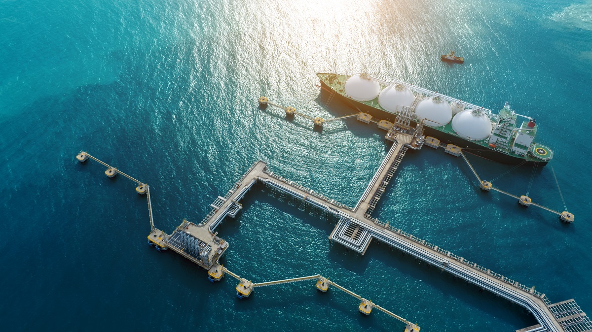 LNG carrier docked at port