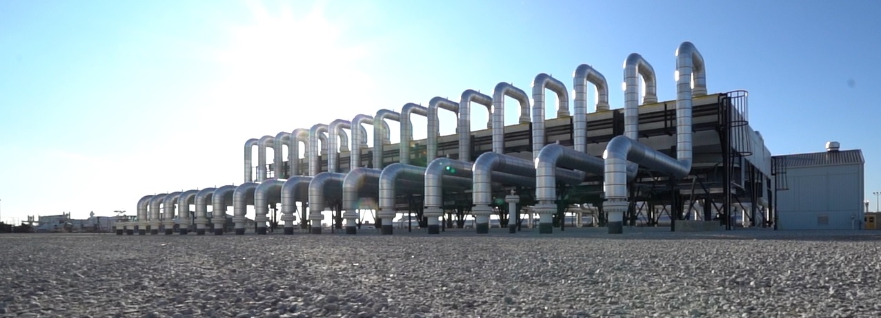 Silver pipes at sunrise