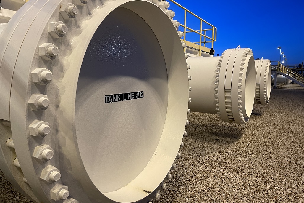 Large pipes at sunset