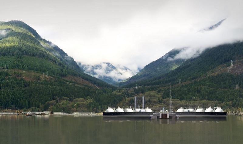 Artist rendition of an LNG export facility on the water