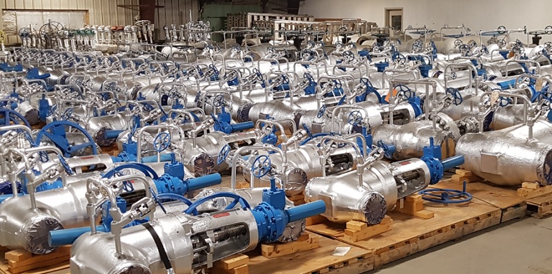 Warehouse filled with valves