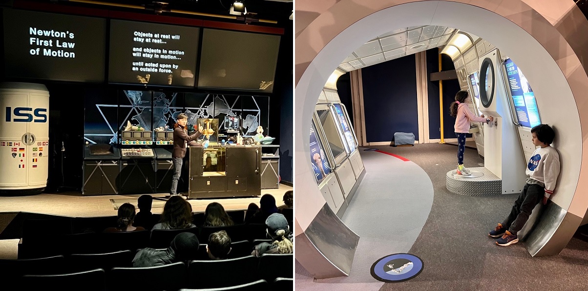 Presentation and a child using an interactive display