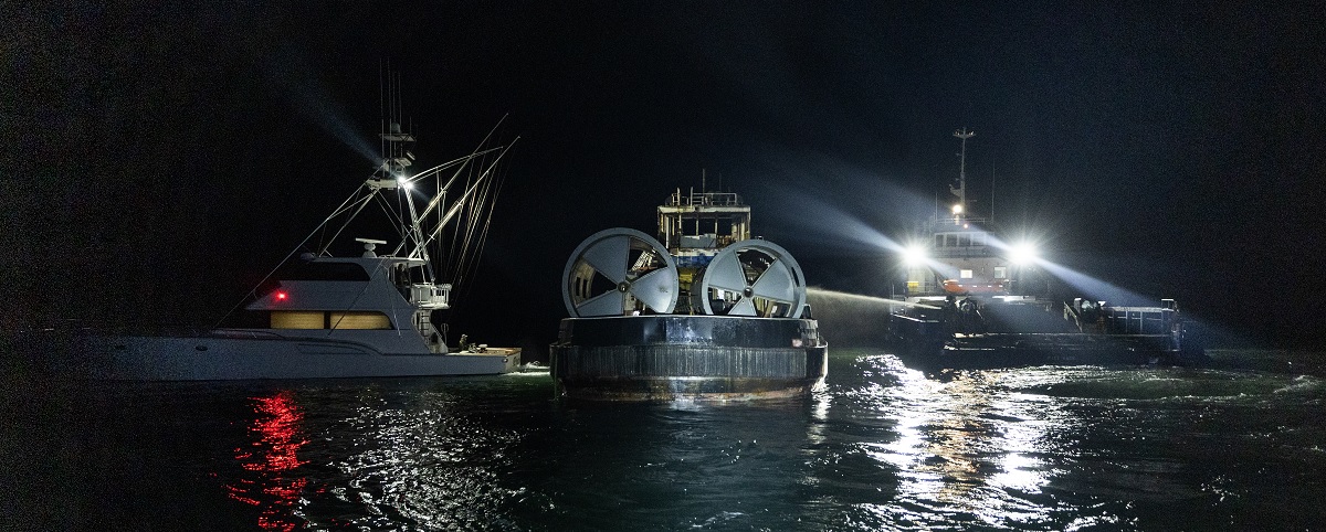 Boats on the water at night