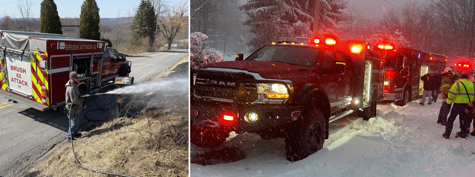 Red fire truck for off-roading
